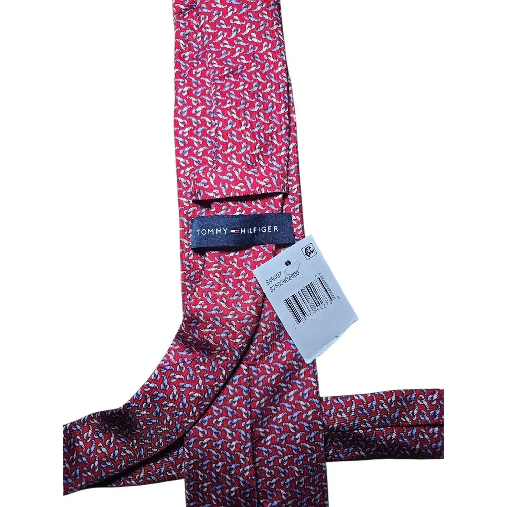 Tommy Hilfiger Mens Lobster Print 100%‎ Silk Business Casual Tie